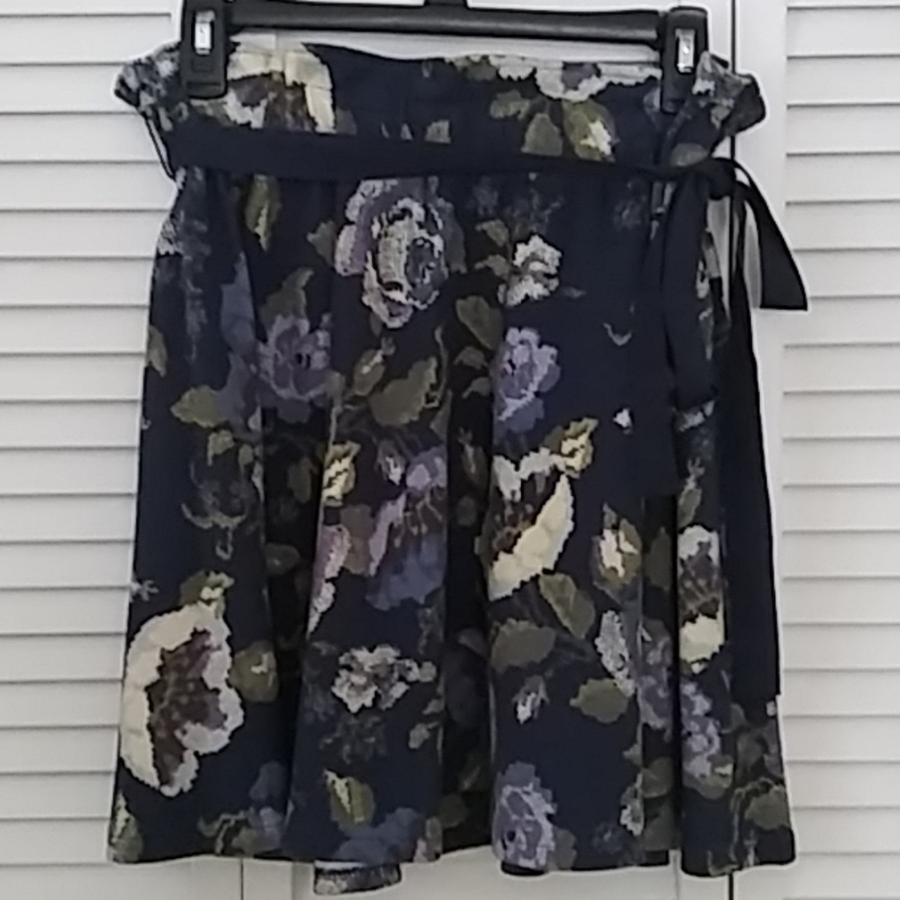Blue Floral Short Cotton Skirt